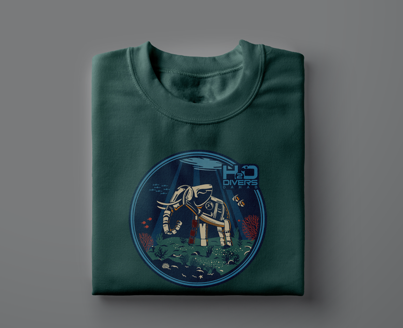H2O Elephant dive site t-shirt design